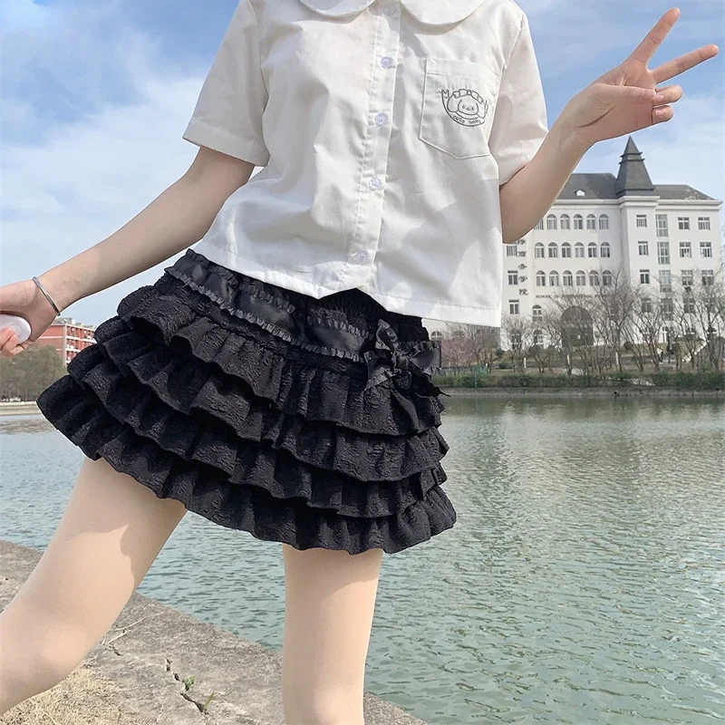 Japanese Style Kawaii Lolita Mini Skirt Women Gothic High Waist Ruffle Tiered Skirts Sweet Girly Summer Harajuku Y2k Short Skirt - Image 6