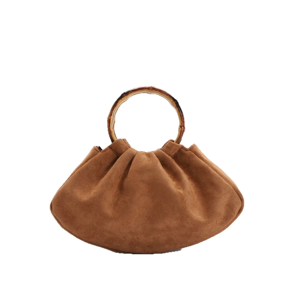 Vintage Frosted Texture Women's Crossbody Bag New Simple Commuter Handbag Soft Polyester Lining bamboo Shoulder Bag