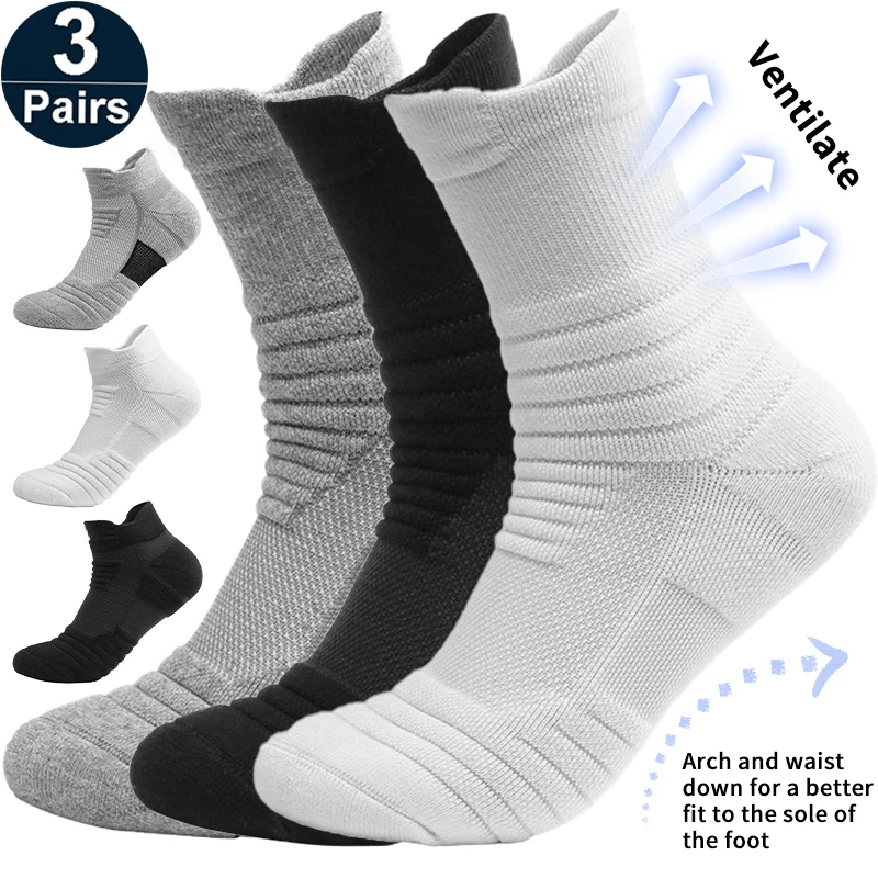 3Pairs Anti-slip Fußball Männer Frauen Baumwolle Socke Kurze Lange Röhre Fußball Basketball Sport Atmungsaktive Deodorant_voghion.com