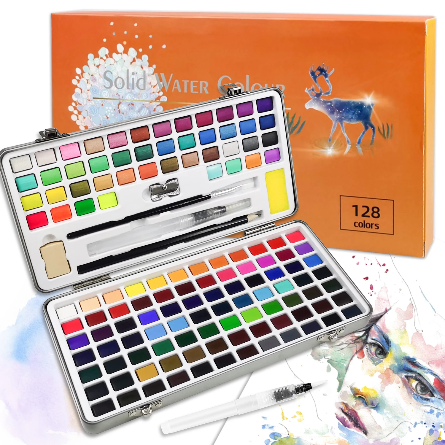 128Colors Watercolor Paint Set Water Brush Pens Drawing Pencil Ideal For Painting Drawing Art Supplies For Adults