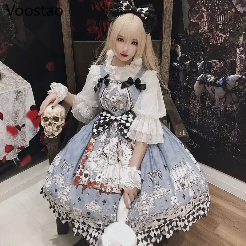 Lolita Dress Japanese Gothic Vintage Dark Funeral Jsk Women Harajuku Sleeveless Punk Suspender