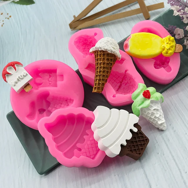 Puha Szilikon Fagylalt Kúp Csokoládé Penész Torta Fondant Díszítő Szerszám Süti Baba Születésnapi Plug-In Ajándék Díszek Gyanta Művészet - Image 2