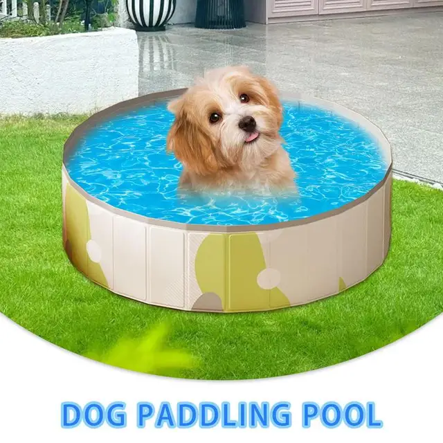 Foldable Kiddie Pool Cat Swimming Pool PVC Anti-Slip Foldable Portable Yard Bathing Tub For Dogs Cats Puppy Animals Children 4