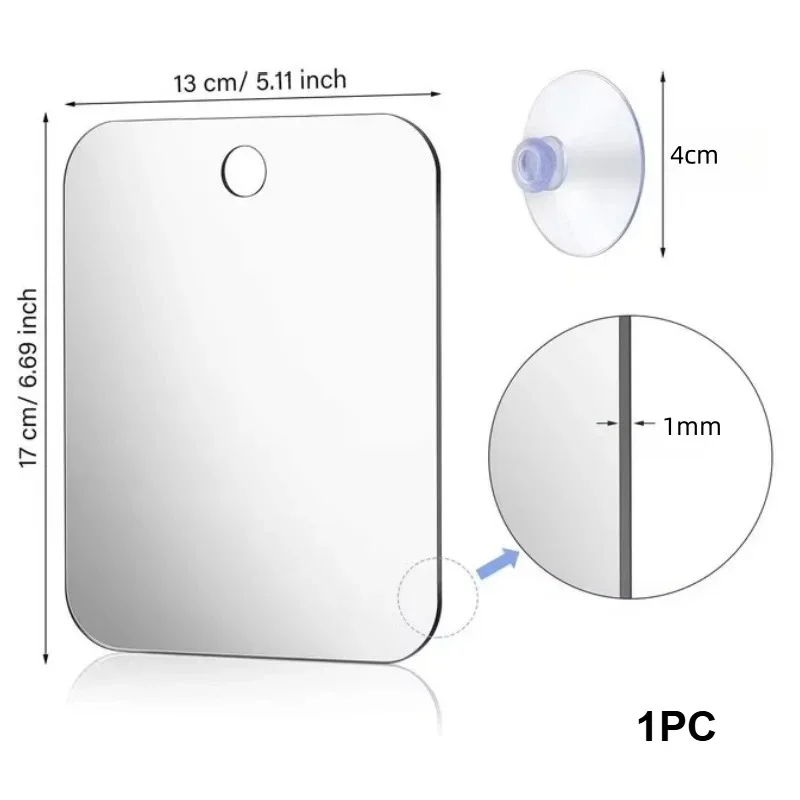 מראת מקלחת לגילוח ללא ערפל, מראת גילוח ללא ערפל, מראת איפור פלקסיגלס קטנה לטיולים ולמחנאות, עמידה בשברים