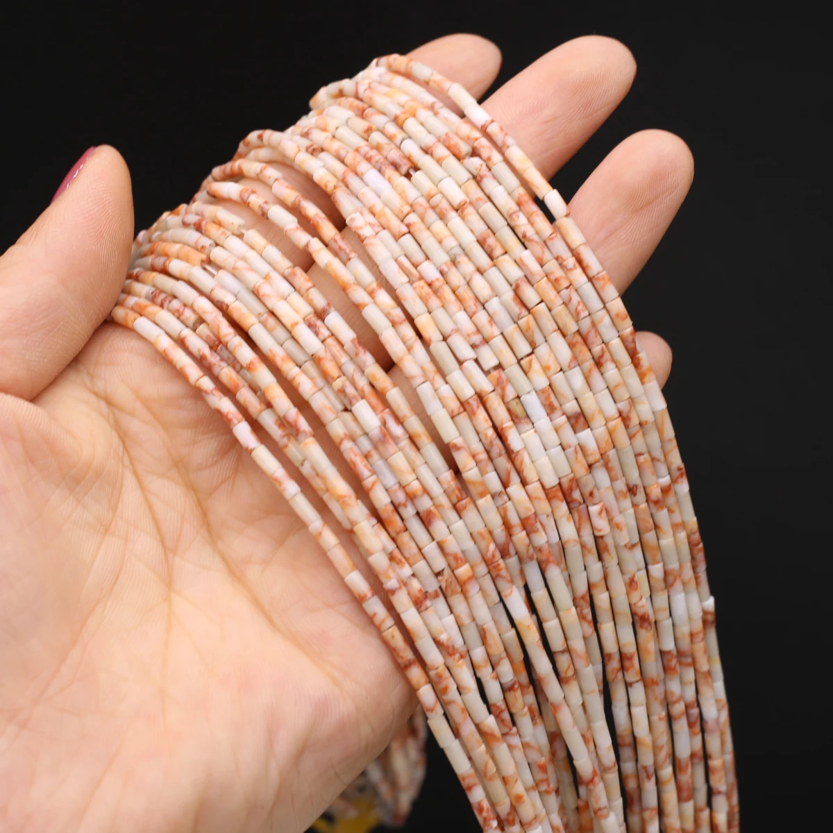 

Natural Stone Beads Cylindrical Red Network Stone Bead 2 x 4 MM For Jewelry Making DIY Necklace Bracelet Earrings Accessory