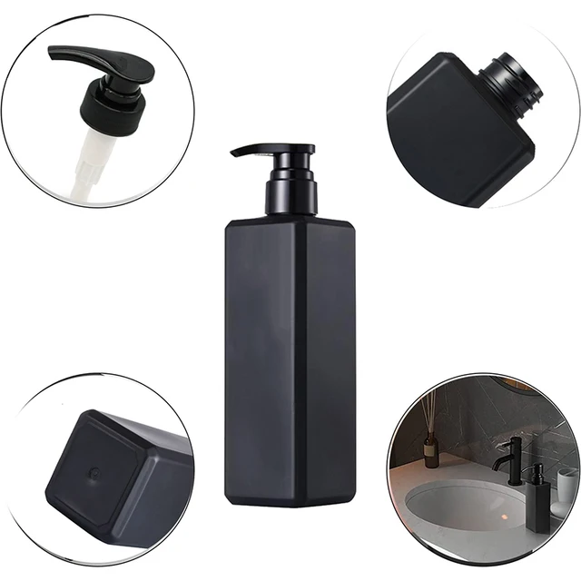 1/2/4pcs Bagno Doccia Dispenser di Sapone 500ml Bottiglia di Plastica Pompa Nero Contenitore di Liquido Vuoto per il Bagno di Casa forniture 4