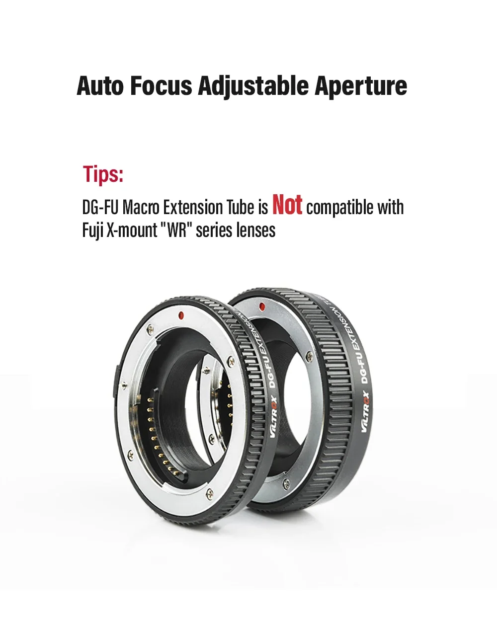 VILTROX DG-FU  AF Macro Extension Tube, Auto Focus Metal Ring, Lens Adapter Moun