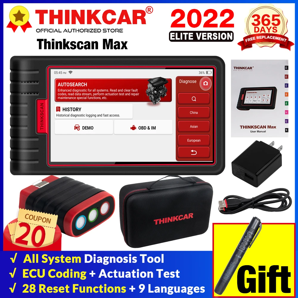 THINKCAR THINKTOOL MAX KFZ Diagnosegerät, weinrot