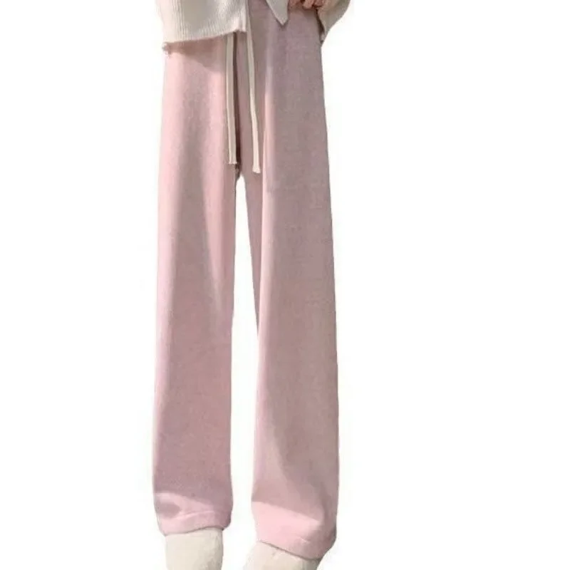 

Women's Pants Autumn and Winter Casual Wide Leg Elastic Waist High-quality Thickening 2024 X496
