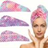 New Fish Scale Print Dry Hair Cap, Colorful Dry Hair Towel, Mermaid Head Scarf, Dry Hair Hat 1