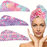 New Fish Scale Print Dry Hair Cap, Colorful Dry Hair Towel, Mermaid Head Scarf, Dry Hair Hat 1