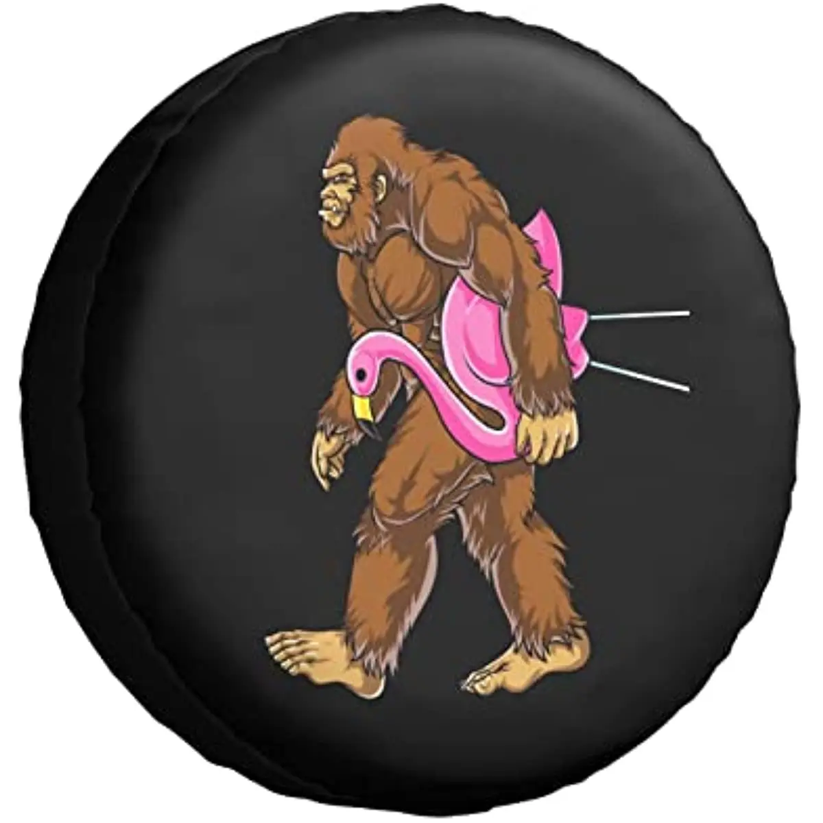 

Bigfoot Carrying Lawn Flamingo Spare Tire Cover - Waterproof Universal Spare Wheel Tire Cover - for Trailer, Camper, SUV