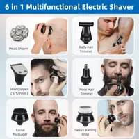 4D Head Shavers for Bald Men, Upgraded 9 Floating Heads 6-in-1 Rechargeable Waterproof Wet Dry Bald Head Shavers for Men 4