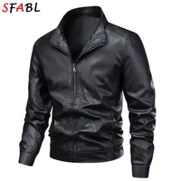 New Fashion Leather Jacket Men Autumn Winter Men's Motorcycle Jacket Biker Warm Windbreak PU Leather Coat Men Outerwear Black