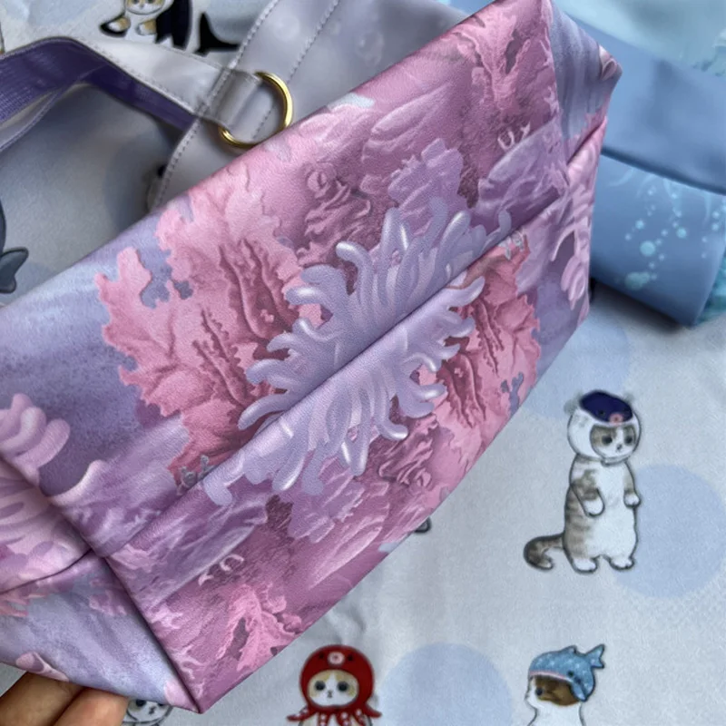 Disney Ariel The Little Mermaid PU Leather Handbag Cartoon Printed Large Capacity Tote Bag Girl Storage Backpack 3