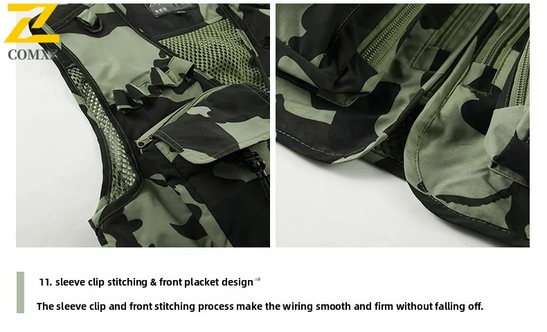 EIAO Men's Camouflage Tactical Vest Lightweight Multi-Pocket Sleeveless Jacket for Photography Fishing Outdoor Adventures Sports