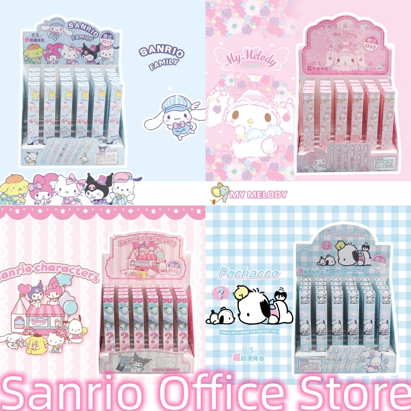 

24pcs Genuine Sanrio Cartoon Gel Pen Neutral Pen Separately Boxed Kuromi Hello Kitty Pochacco Melody Stationery Wholesale