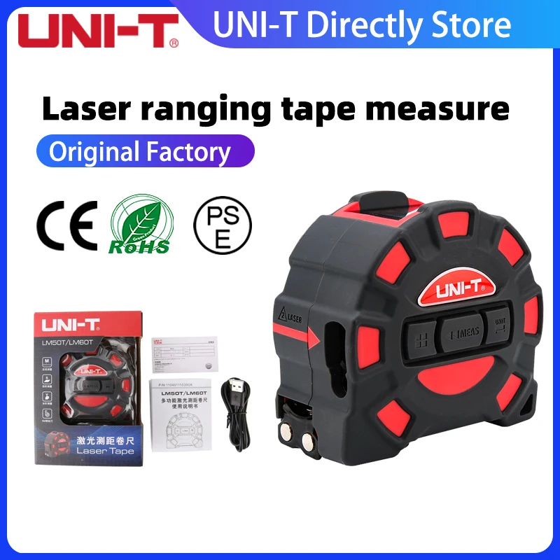 

UNI-T 50M 60M Laser Tape Measure LM50T LM60T Digital Electronic Ruler Roulette Meter LCD Display Retractable Measuring Tool