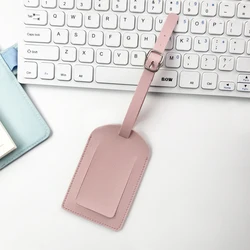Customized Initials Luggage Tag with Engraved Logo - PU Leather Travel Accessory (Pink 2)