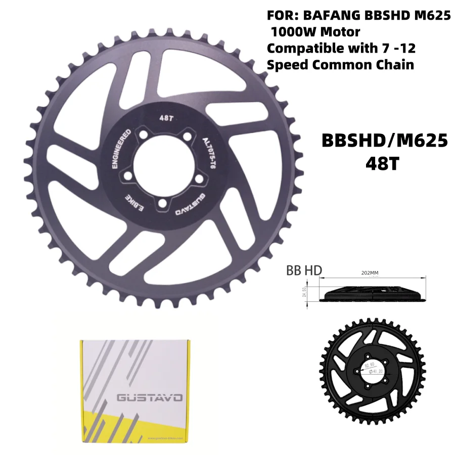 GUSTAVO Mittelmotor-Kettenblatt für BAFANG BBSHD M625 1000W Motor 42T 44T 46T 48T – Detail 5