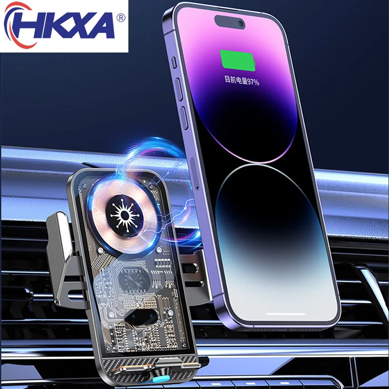 

Магнитное автомобильное беспроводное зарядное устройство HKXA 15 Вт для iPhone 13 12 Pro Max, беспроводное зарядное устройство для автомобиля, держатель для телефона, автомобильный держатель для зарядки