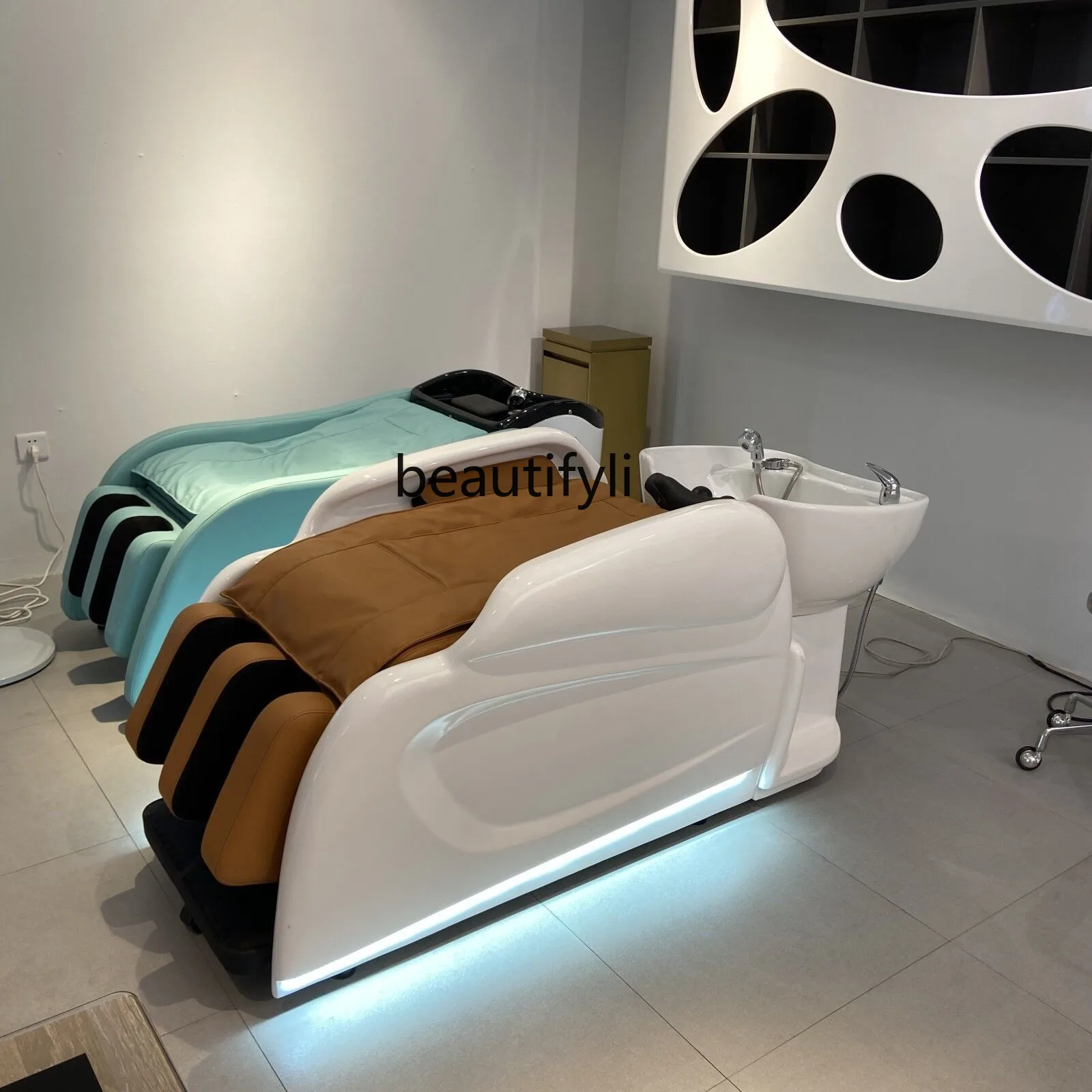 

Barber Shop Automatic Electric Massage Shampoo Bed Hair Salon Lying Half Ceramic Basin Flushing Bed