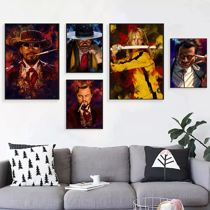 

Classic Film Art Pulp Fiction Poster Kill Bill Wall Character Canvas Painting Living Room Home Decor Prints Wall Art Picture