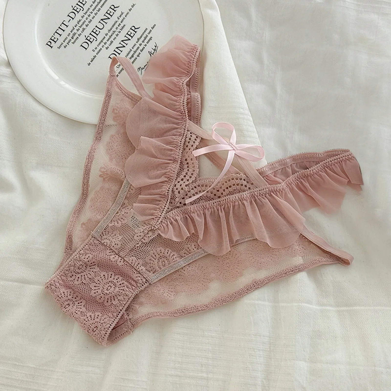 Travel Panties Skirt Sexy Lace Underpants Women'S Pure Desire Ruffle Edge Thin Cheeky Fit Panties For Women Flirty Look