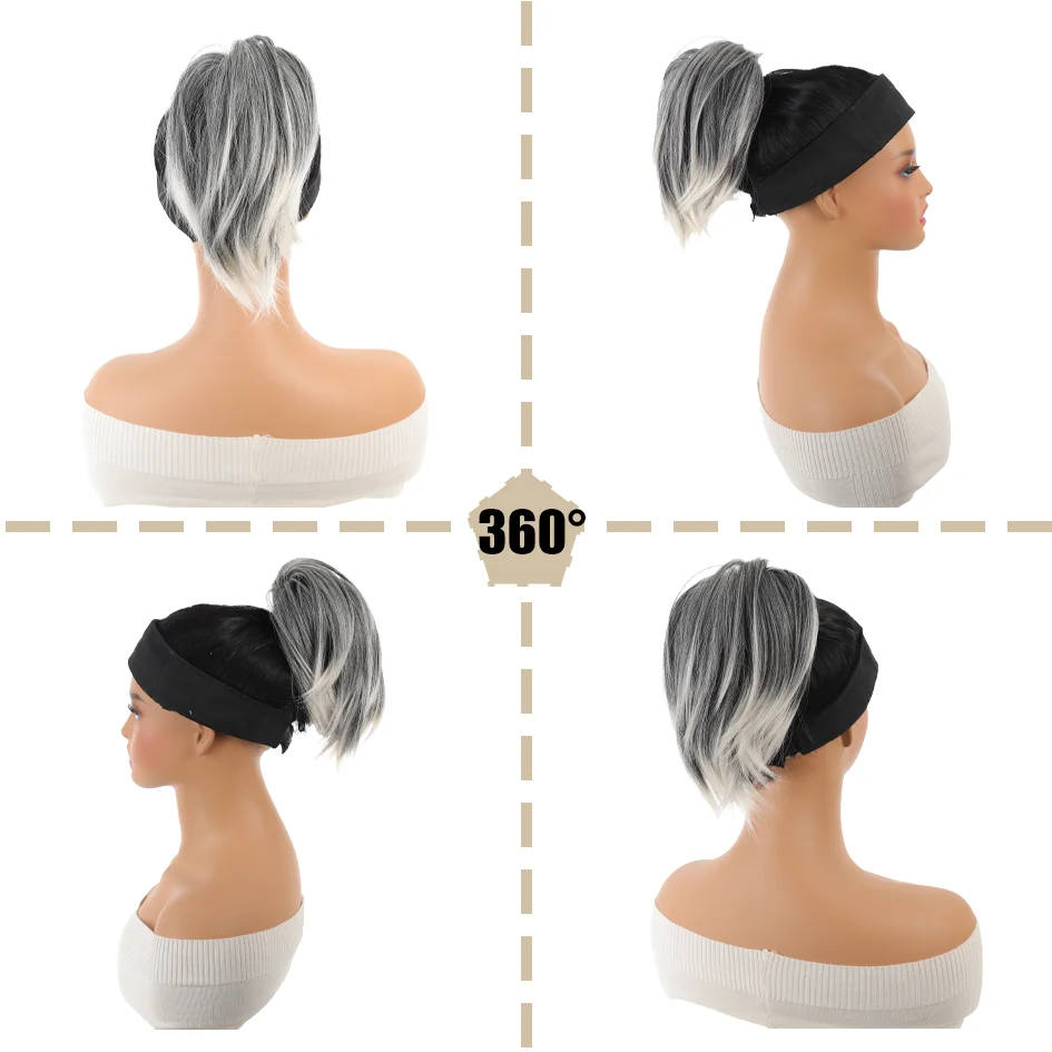 Allaosify synthetic hair women 8-inch clip straight ring ponytail, large clip ponytail, loose fashion enhance temperament