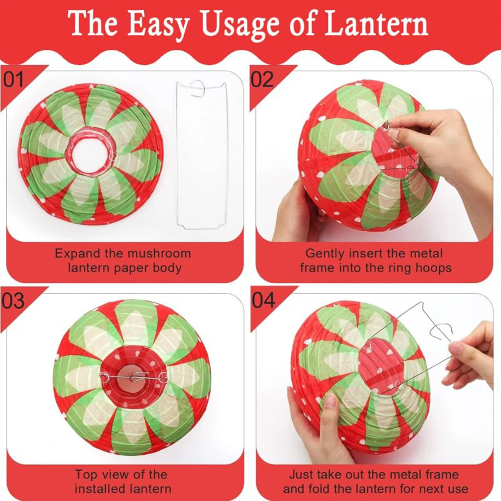 Strawberry Lanterns for Fruit Themed Party Decor Birthday Strawberry Decorations Party Supplies Hanging Ornaments 6PCS paper lantern japanese lantern camping lantern led lantern hot air balloon lantern tissue paper decorations
