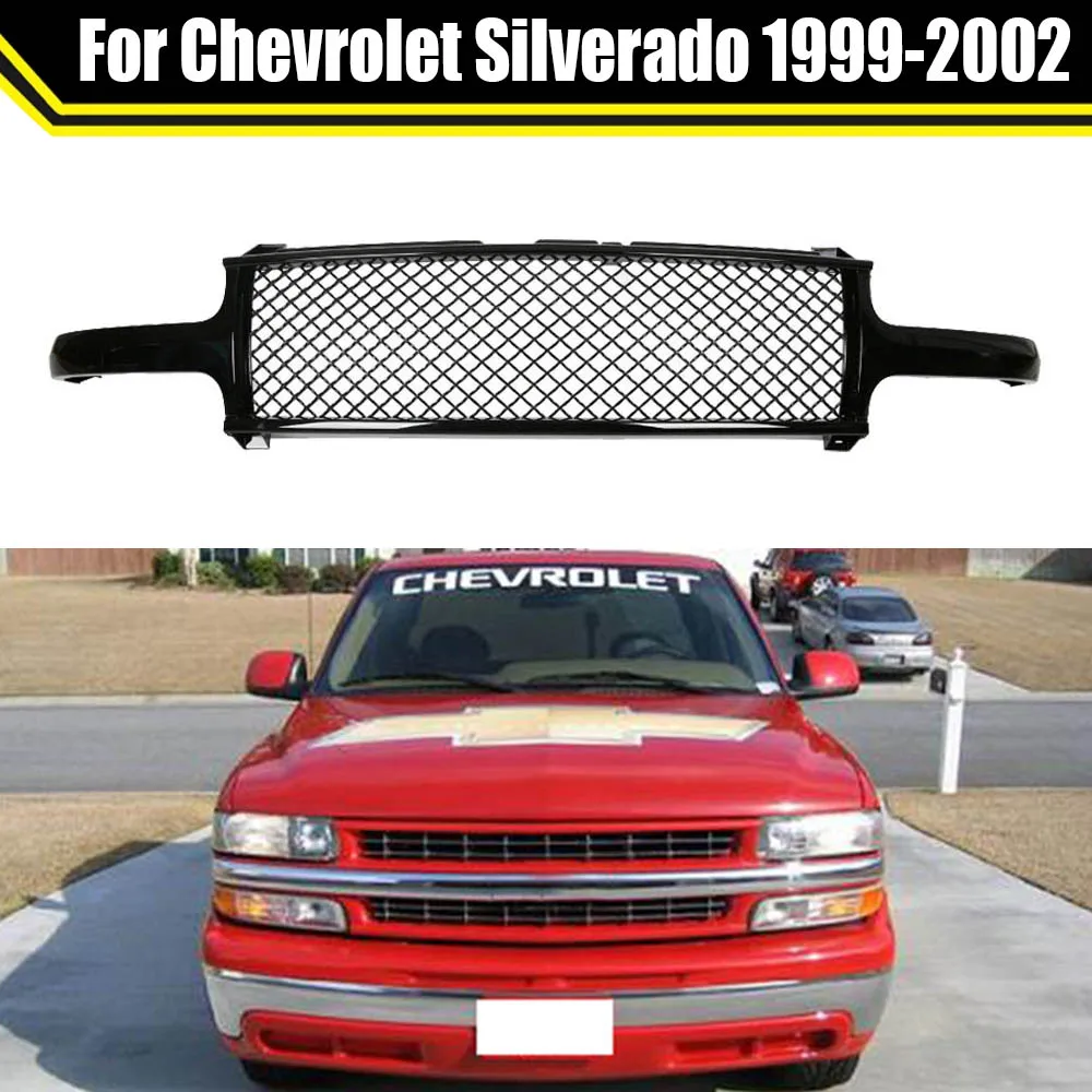 

For Chevrolet Silverado 1999-2002 Front Bumper Grill Hood Grille Auto Racing Car Grills High Quality Direct Replacement Grille