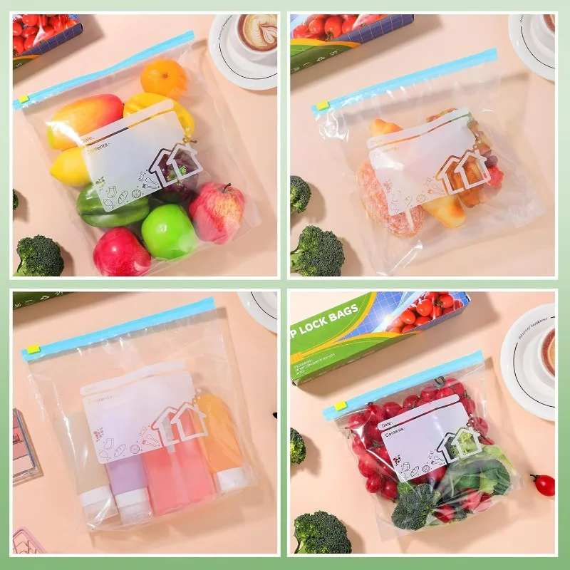 Clear Reusable Zip Seal Bags for Food Storage and Freshness