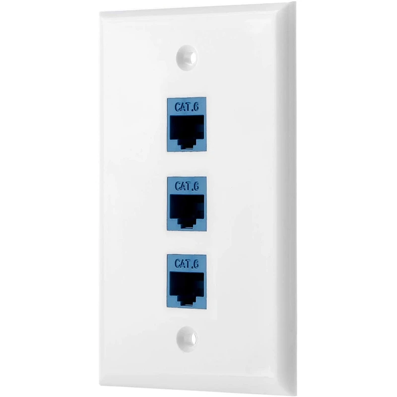 1Pack 3 Port Wall Plate, RJ45 Wall Plate With RJ45 Keystone