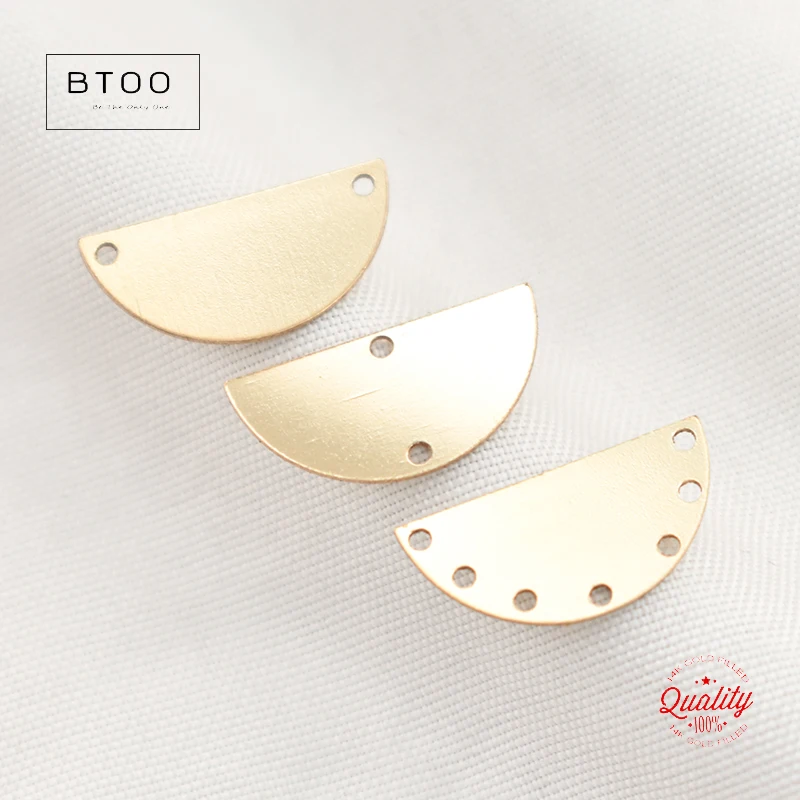 Real 14K Gold Filled Semicircle with Hole Gold Charm Jewelry for DIY Bracelet Necklace Making Tarnish Resistant Jewelry Findings