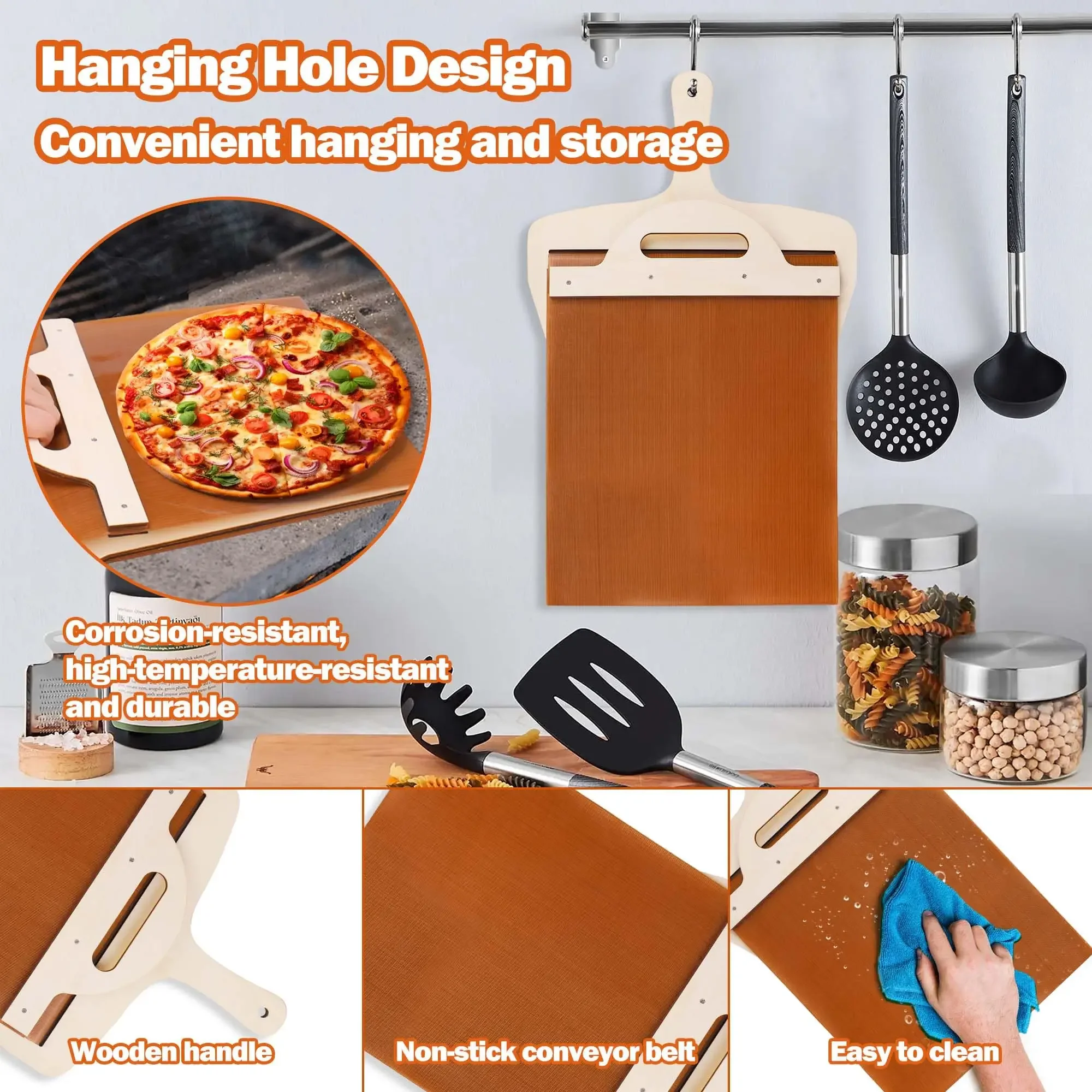 Pizza Peel Sliding shovel Shovel Foldable Wooden Handle Transfer Tray Pizza Spatula Bread Baking Tools Kitchen Gadgets