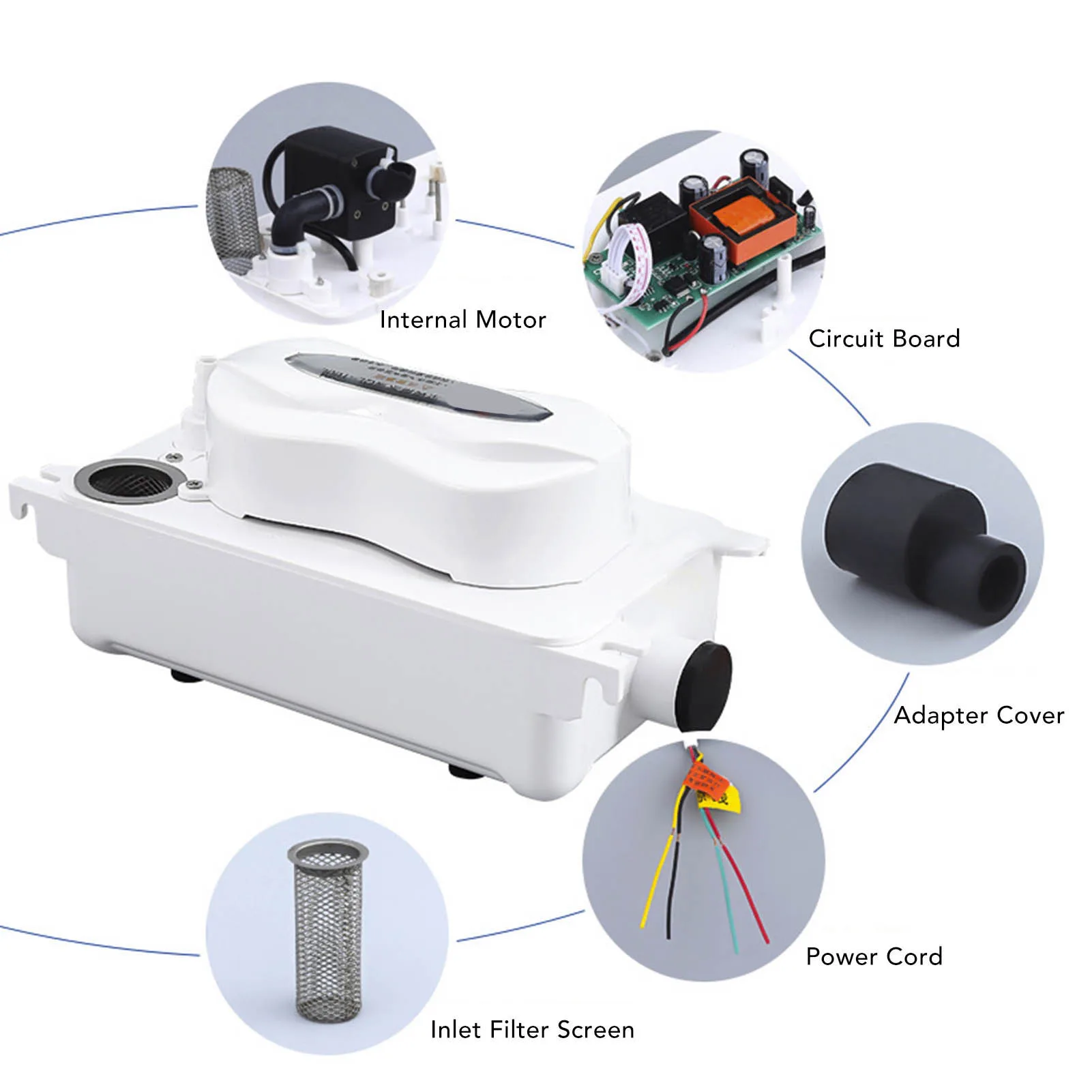 HVAC Water Drain Pump Air Conditioning Drain Pump HVAC Condensate Removal with 600ml Storage AC110-240V 100L/H