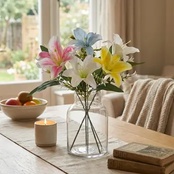 Bouquet da Sposa in Plastica, Ramo di Fiori Artificiali Real Touch, Fiori Simulati Fatti a Mano, Fiori Finti per Fai da Te, Decorazioni per Feste