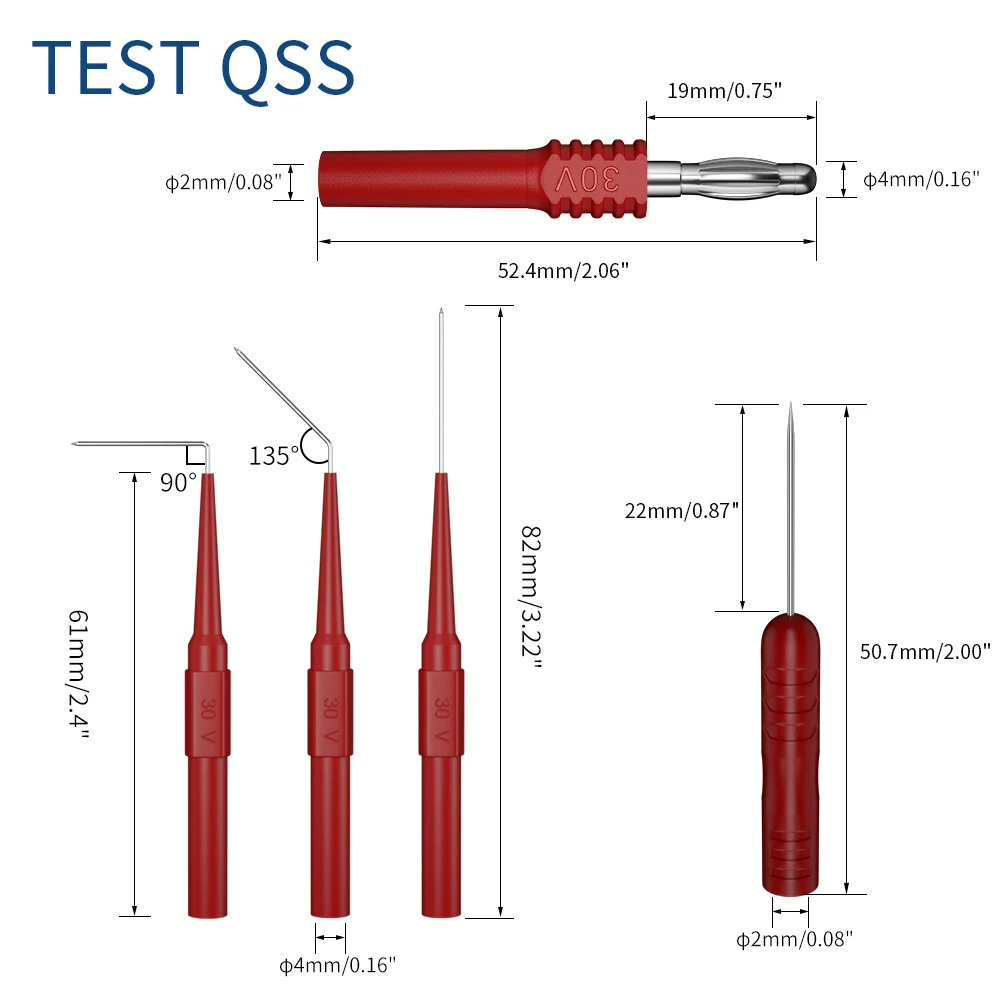 Kit de prueba de multímetro QSS de 41 piezas, cable de prueba de 4MM con enchufe Banana a pinza de cocodrilo, sondas de perforación de alambre, pinza de cocodrilo Q.80013