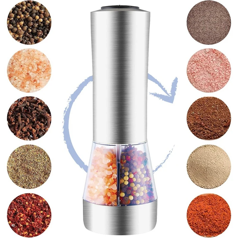 Electric Salt And Pepper Grinder Set Refillable 2 In 1 Electric Salt And Pepper Grinder Adjustable Coarseness Easy To Use electric grinder salt and pepper grinder