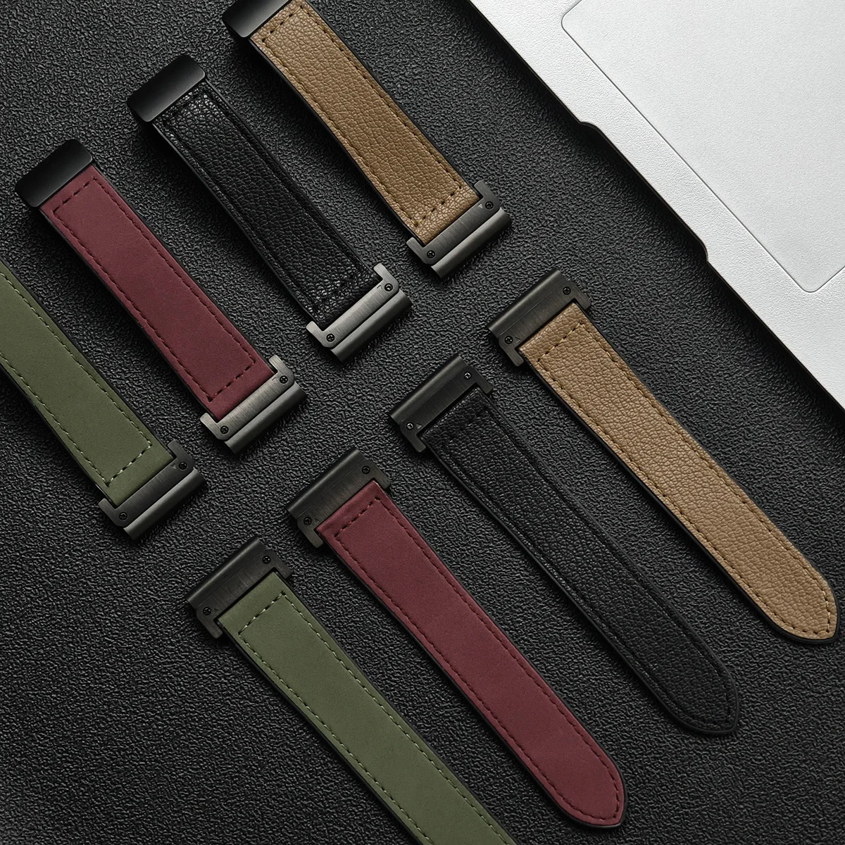 Leather  Silicone Band For Garmin 22 26mm Fenix 5 5X Plus 7 7X 6 6X Pro No Gaps Sport Quick Release For Garmin Watch 3 3HR Strap