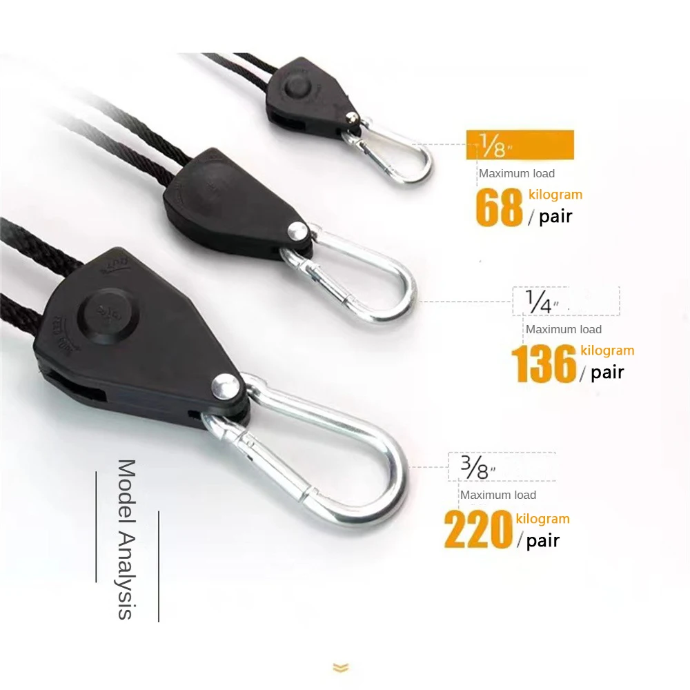 Adjustable Rope Clip Hanger Grow Light Rope Ratchet Hanger Yoyo For Indoor Growing Light Tent