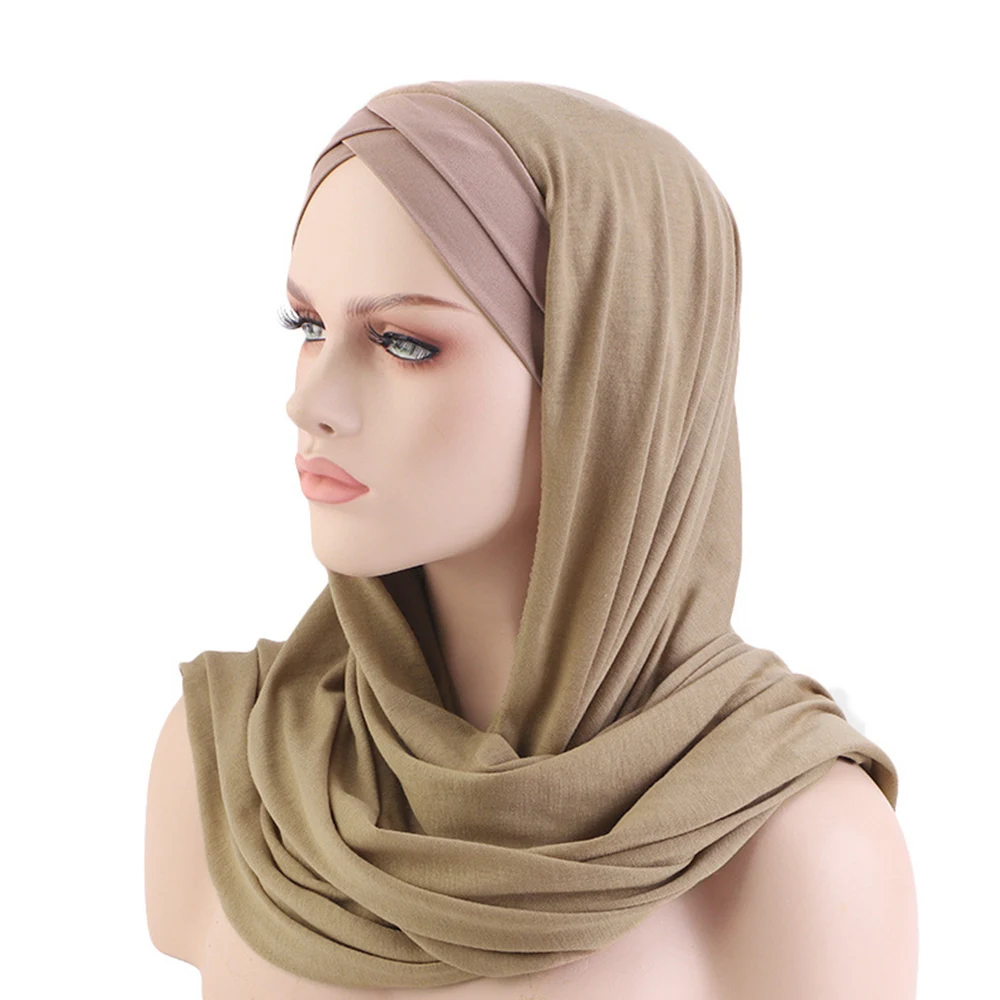 

2024 New Hijab Women Muslim Scarf Shawls Solid Headscarf Wraps Big Size Plain Islamic Turban Headbands Foulard Full Cover Shawls