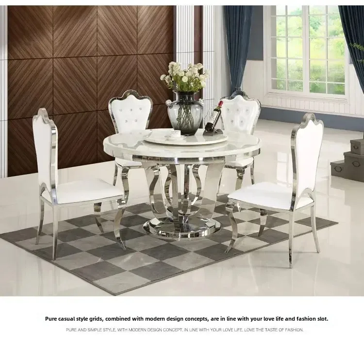 Luxury Stainless Steel Dining Table Italian Restaurant Turntable Table Organizer White Muebles Kitchen Furniture