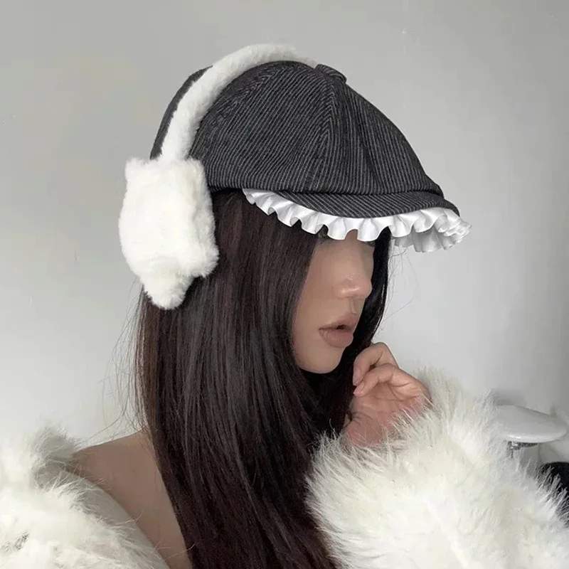 Star Fluffy Ear Muffs Earplugs Cold Protection Woman Ear Cover Solid Plush Earmuffs Warm Headphones Girl Accessories Gifts warm earmuffs fur earmuffs