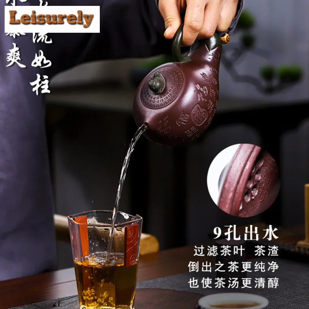 280ml Yixing Authentic Purple Clay Teapot Famous Artists Handmade Eggplant Tea Pot Customized Kettle Chinese Zisha Tea Teaware
