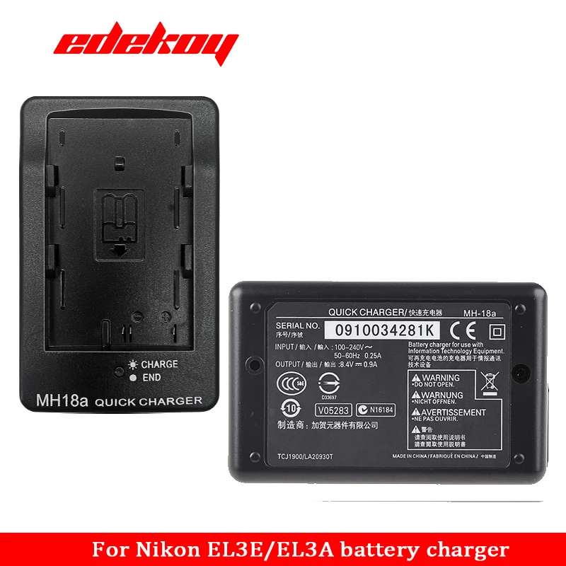 Battery Charger Powerextra 2X EN-EL3E Battery Charger Compatible