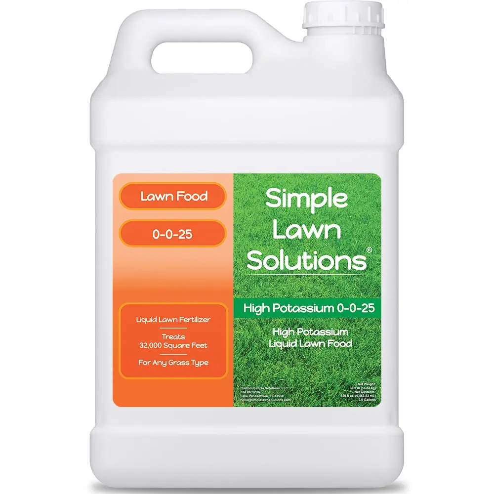 

High Potassium Lawn Food Liquid Fertilizer 0-0-25 - Concentrated Spray - Turf Grass Vigor & Plant Hardiness (2.5 Gallon)