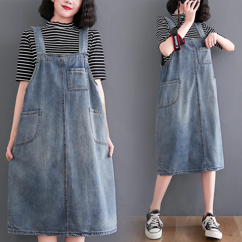 Denim Overall Dress Women 2021 Summer 
