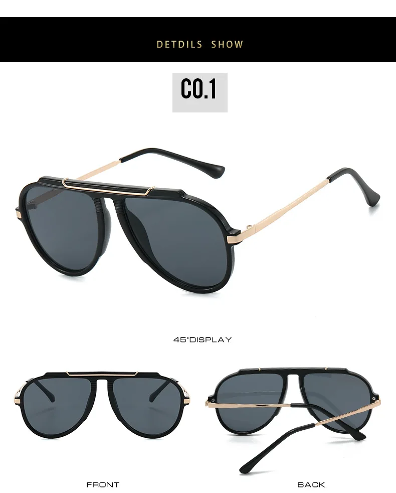 Luxury Brand Retro Oversized Big Frame Women Sunglasses Gradient Tea Color Oval Pilot Shades UV400 Cool Men Vacation Sun Glasses