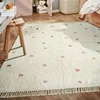 Dot Fluffy Carpet For Living Room With Tassels，White Hairy Nursery Play Mats For Children,Rectangle Plush Kids Bedroom Rug 1